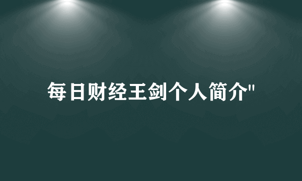 每日财经王剑个人简介