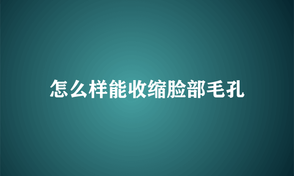 怎么样能收缩脸部毛孔