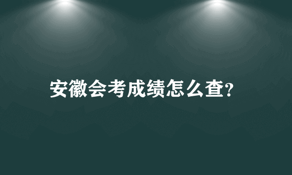 安徽会考成绩怎么查？