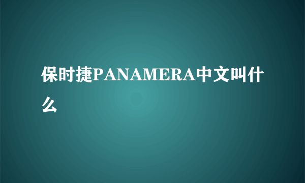 保时捷PANAMERA中文叫什么