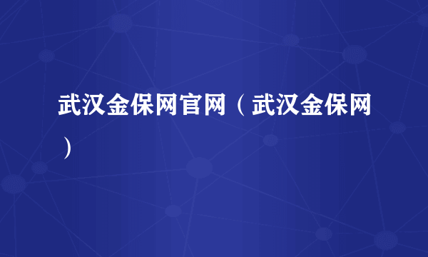 武汉金保网官网（武汉金保网）