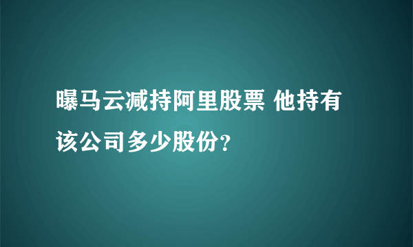 曝马云减持阿里股票 他持有该公司多少股份？