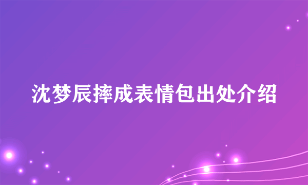 沈梦辰摔成表情包出处介绍