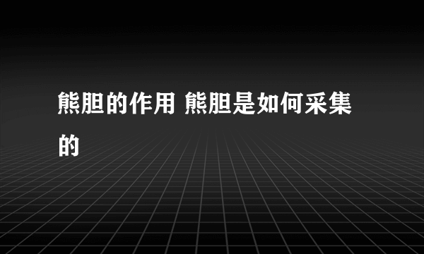 熊胆的作用 熊胆是如何采集的