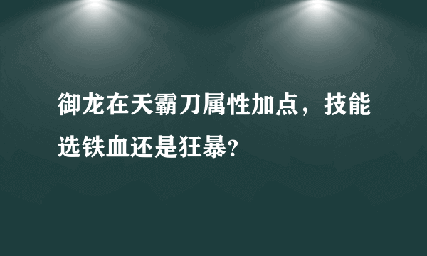 御龙在天霸刀属性加点，技能选铁血还是狂暴？