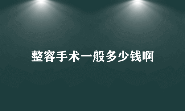 整容手术一般多少钱啊