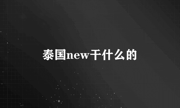 泰国new干什么的