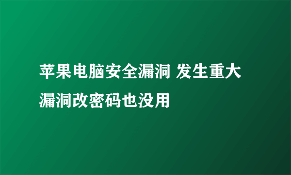 苹果电脑安全漏洞 发生重大漏洞改密码也没用