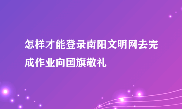 怎样才能登录南阳文明网去完成作业向国旗敬礼