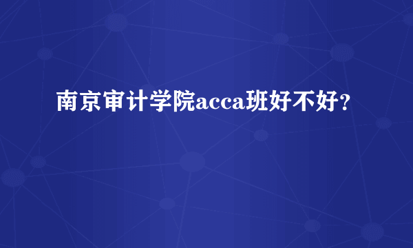 南京审计学院acca班好不好？