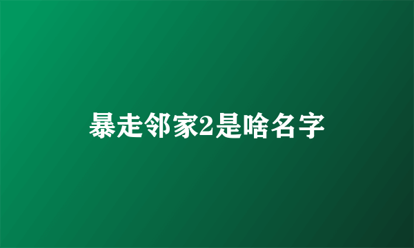 暴走邻家2是啥名字