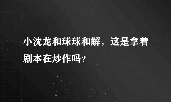 小沈龙和球球和解，这是拿着剧本在炒作吗？