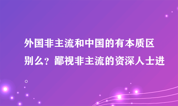 外国非主流和中国的有本质区别么？鄙视非主流的资深人士进。