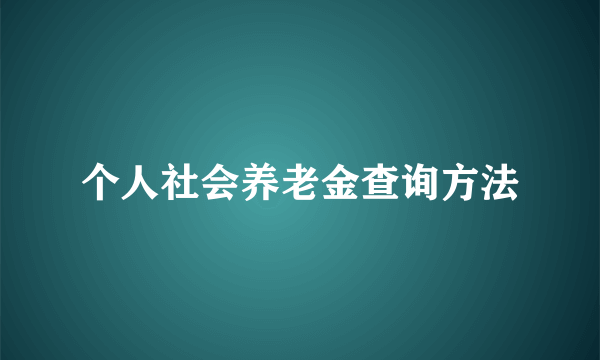 个人社会养老金查询方法