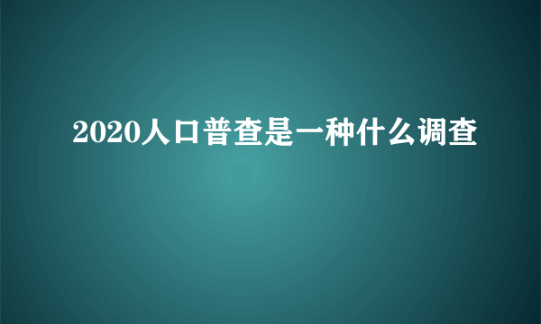 2020人口普查是一种什么调查