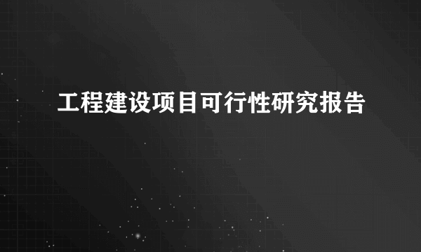 工程建设项目可行性研究报告