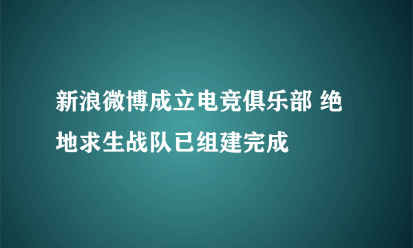 新浪微博成立电竞俱乐部 绝地求生战队已组建完成