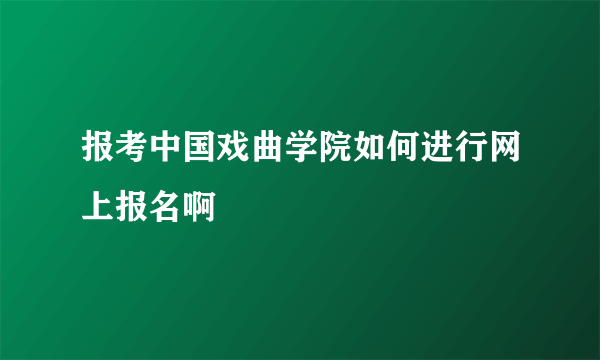 报考中国戏曲学院如何进行网上报名啊