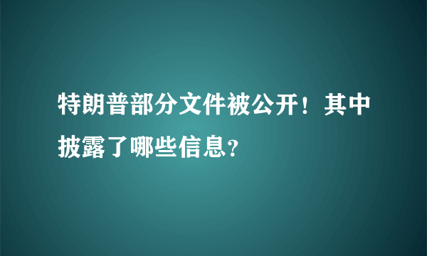 特朗普部分文件被公开！其中披露了哪些信息？