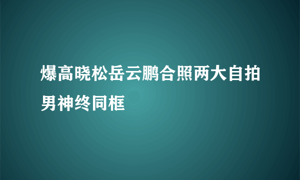 爆高晓松岳云鹏合照两大自拍男神终同框