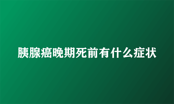 胰腺癌晚期死前有什么症状