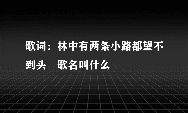 歌词：林中有两条小路都望不到头。歌名叫什么