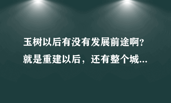 玉树以后有没有发展前途啊？就是重建以后，还有整个城市面貌怎么样？