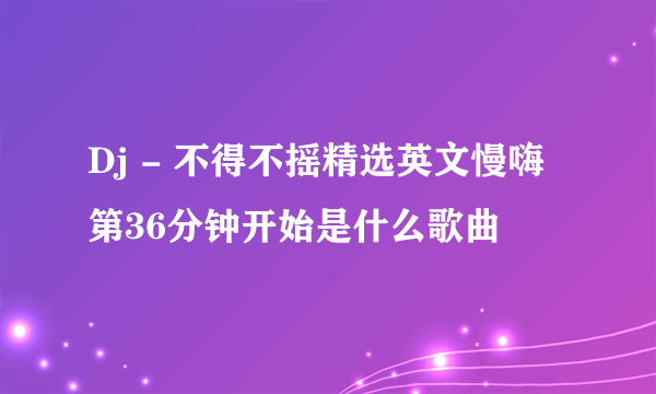 Dj - 不得不摇精选英文慢嗨第36分钟开始是什么歌曲