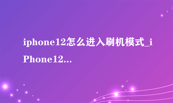 iphone12怎么进入刷机模式_iPhone12刷机教程