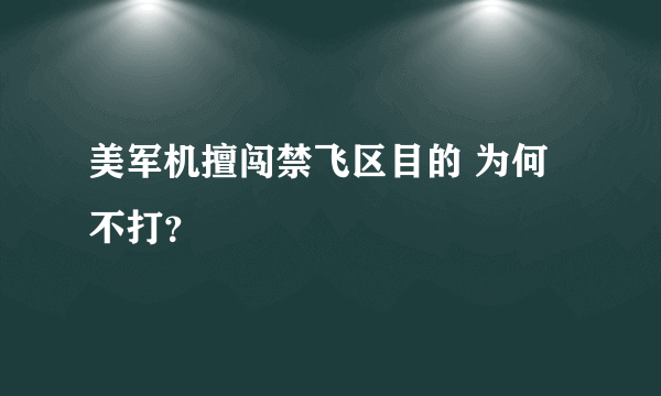 美军机擅闯禁飞区目的 为何不打？