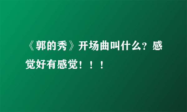 《郭的秀》开场曲叫什么？感觉好有感觉！！！