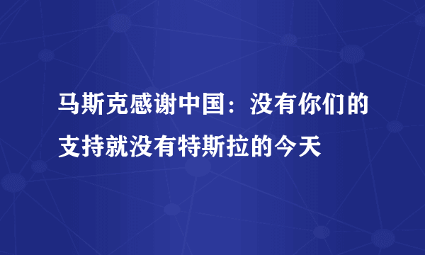 马斯克感谢中国：没有你们的支持就没有特斯拉的今天