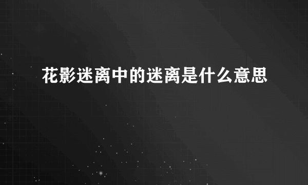 花影迷离中的迷离是什么意思