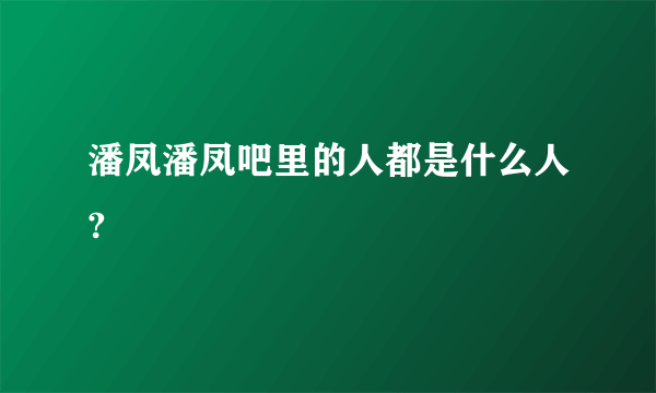 潘凤潘凤吧里的人都是什么人?