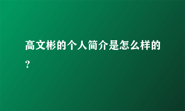 高文彬的个人简介是怎么样的？