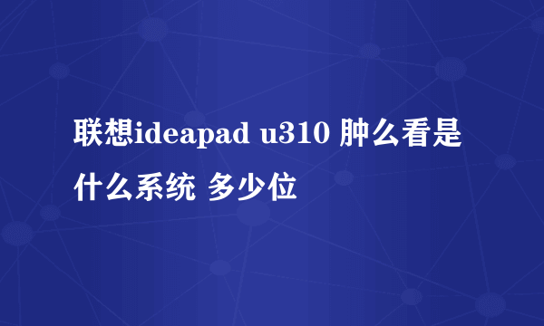 联想ideapad u310 肿么看是什么系统 多少位