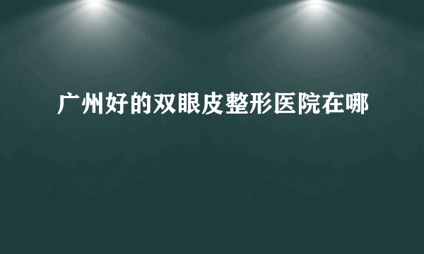 广州好的双眼皮整形医院在哪