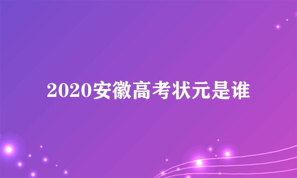 2020安徽高考状元是谁