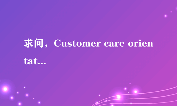 求问，Customer care orientation是什么意思