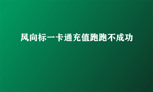 风向标一卡通充值跑跑不成功