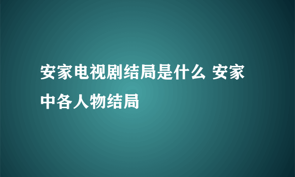 安家电视剧结局是什么 安家中各人物结局