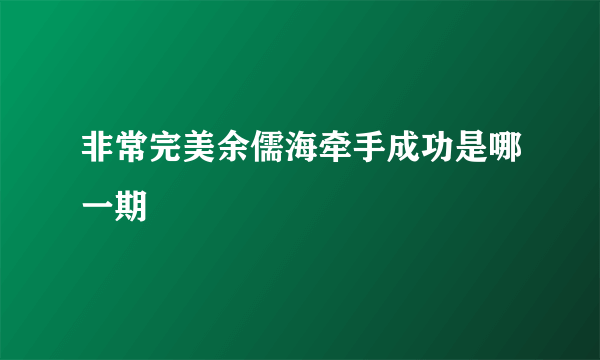 非常完美余儒海牵手成功是哪一期