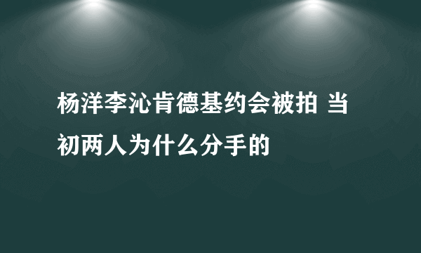 杨洋李沁肯德基约会被拍 当初两人为什么分手的