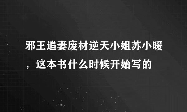 邪王追妻废材逆天小姐苏小暖，这本书什么时候开始写的