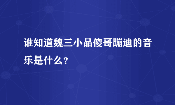 谁知道魏三小品傻哥蹦迪的音乐是什么？