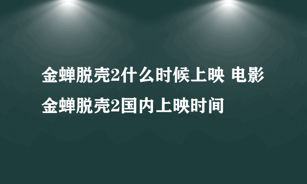 金蝉脱壳2什么时候上映 电影金蝉脱壳2国内上映时间