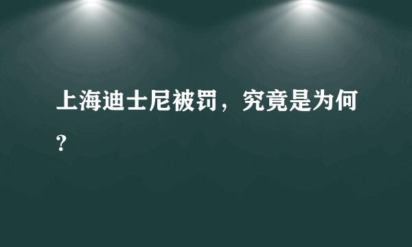 上海迪士尼被罚，究竟是为何？