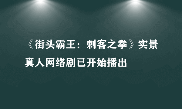 《街头霸王：刺客之拳》实景真人网络剧已开始播出