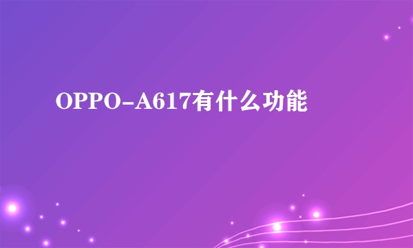 OPPO-A617有什么功能