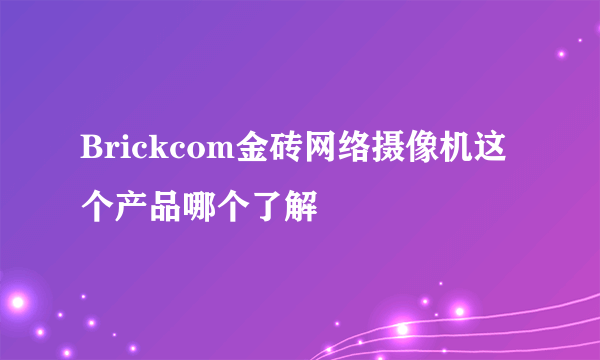 Brickcom金砖网络摄像机这个产品哪个了解